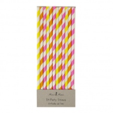 Neon Coloured Striped Paper Party Straws By Meri Meri